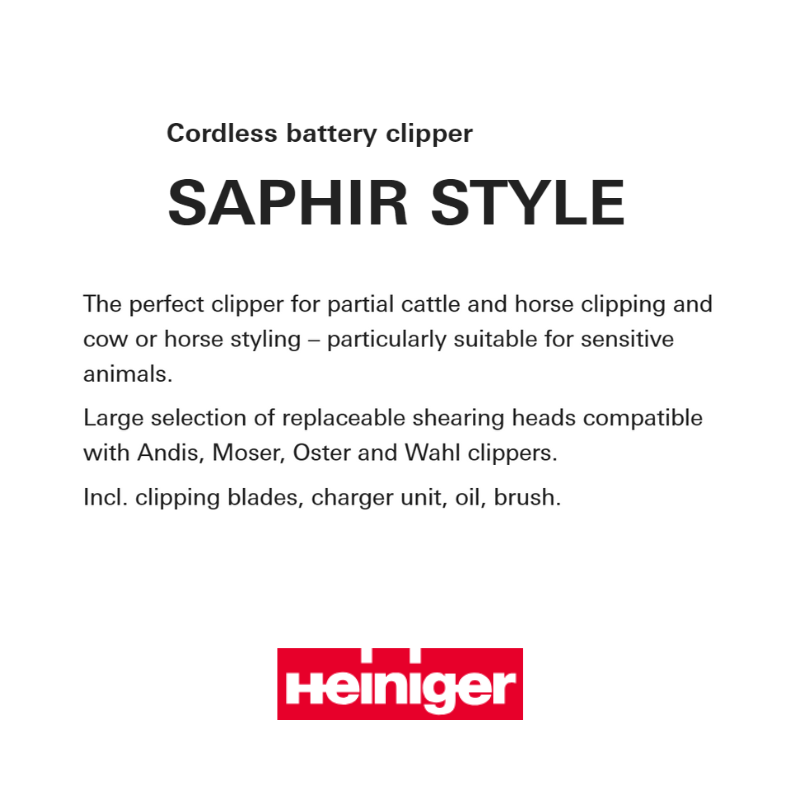 Heiniger Saphir Style Cordless Clipper - Single Battery (154500)