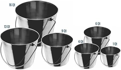 Round Stainless Steel Pail - No Hooks (4 Sizes) ...