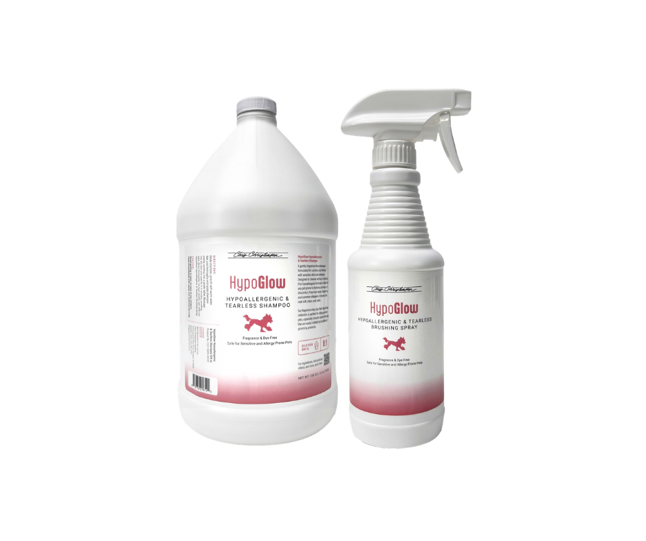 HypoGlow Hypoallergenic & Tearless Shampoo (128oz) + Brushing Spray for Free