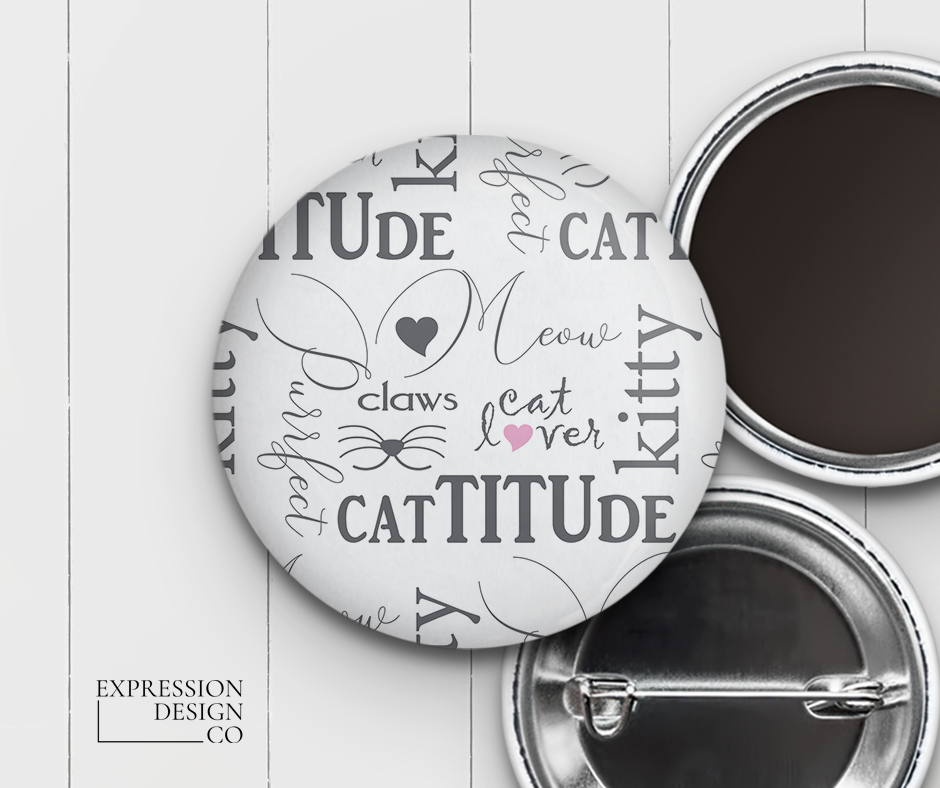 Expression Design Co - Cat Word Art Button, Magnet